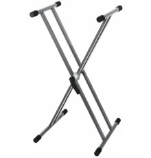 GEWA Keyboard Stand Silver Grey стойка клавишная Х-образная складная, двойные ноги, зажим, серебрист