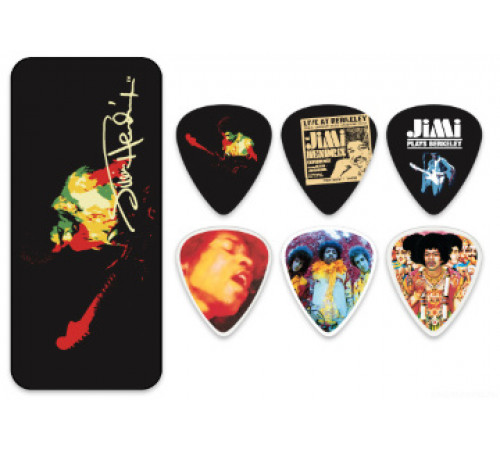 DUNLOP JН-PT04Н Band of Gypsys Pick Tin набор медиаторов в жестяном футляре, жесткие, 12 шт