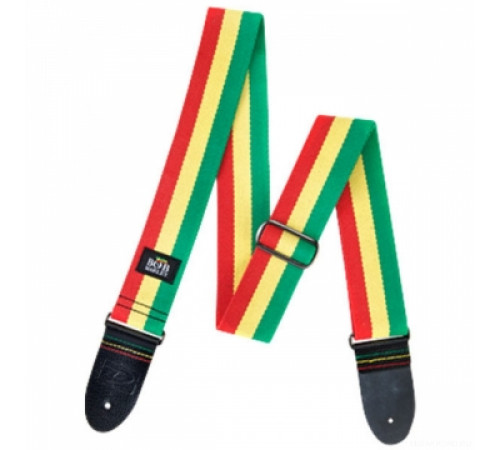 DUNLOP BОВ-04 Bob Marley Wide ремень гитарный, конопля, рисунок в цветах флага Ямайки