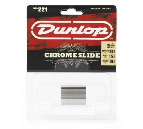 DUNLOP 221 Chromed Steel Medium Medium Knuckle (19 x 22 x 28mm, rs 9-10) слайд хромированный