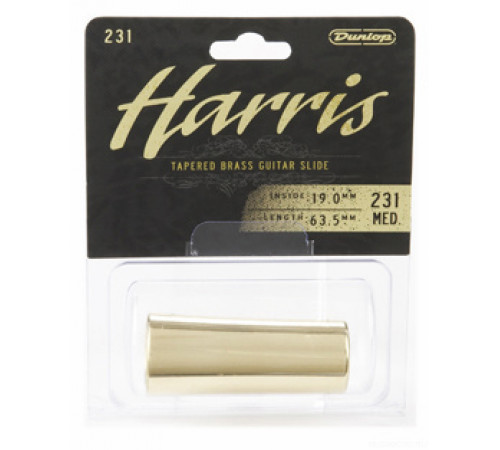 DUNLOP 231 Harris Medium (19 x 24-25.5 x 63.5mm, rs 9 1/4) слайд латунный с изгибом