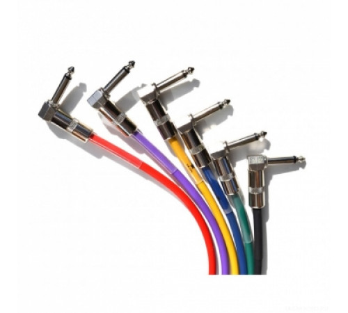 JOYO CM-11 Patch Cables набор инструментальных кабелей 20 см, 6 шт, угловые TS-TS 6,3 мм