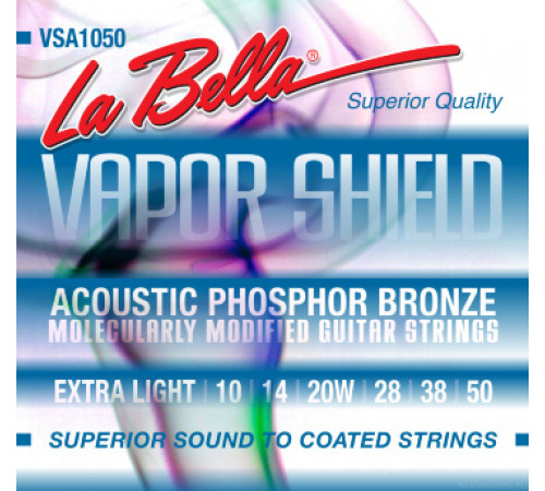 LA BELLA VSA1050 Vapor Shield Acoustic Extra Light 10-50 струны для акустической гитары с покрытием