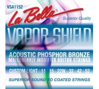 LA BELLA VSA1152 Vapor Shield Acoustic Custom Light 11-52 струны для акустической гитары с покрытием