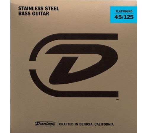 DUNLOP DBFS45125 Flatwound Stainless Steel Long Scale струны для 5-струнной бас гитары, плоская обмо