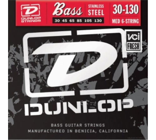 DUNLOP DBS Stainless Steel Bass 30-130 6 Strings струны для 6-струнной бас-гитары