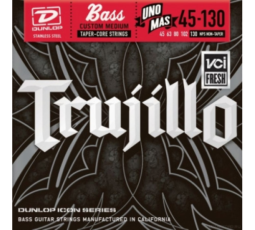 DUNLOP RTT Robert Trujillo Icon 45-130T Una Mas Pack струны для 5-струнной бас-гитары