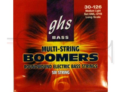 GHS 6ML-DYB 6-String Bass Boomers Medium Light 30-126 струны для 6-струнной бас-гитары, никелирован.