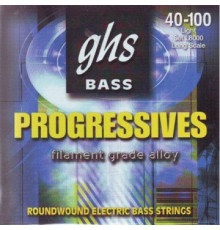 GHS L8000 Progressives Light 40-100 струны для бас-гитары, обмотка высокомагнитный сплав
