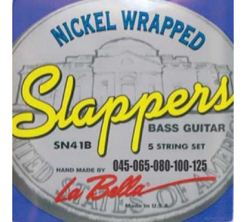 LA BELLA SN41-B SLAPPERS LOW B NICKEL PLATED ROUND WOUND 45-125 струны для 5-струнной бас-гитары.