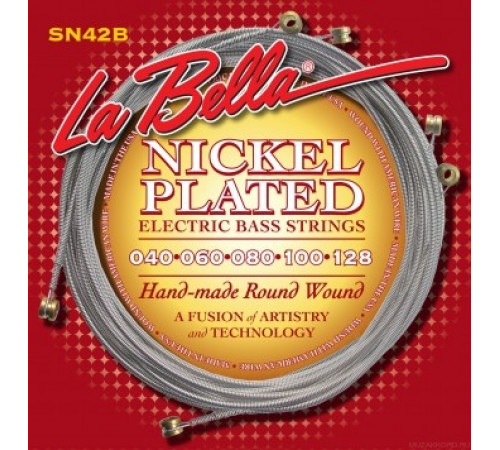 LA BELLA SN42-B NICKEL PLATED ROUND WOUND CUSTOM LIGHT 40-128 струны для 5-струнной бас-гитары