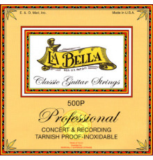 LA BELLA 500P струны для классич. гитары нейлон обмотка полиров. сталь натяж. средн. жесткости