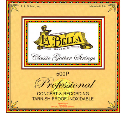LA BELLA 500P струны для классич. гитары нейлон обмотка полиров. сталь натяж. средн. жесткости