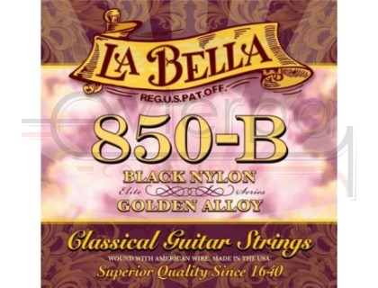 LA BELLA 850-B струны для классич. гитары черный нейлон позолоченная обмотка среднее натяжение