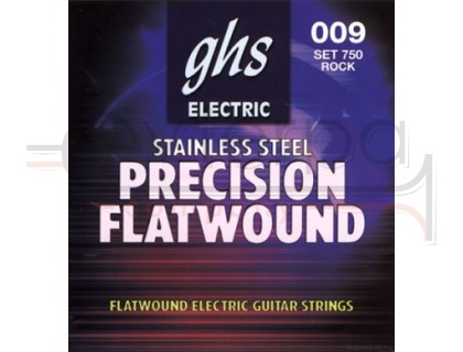 GHS 750 Stainless Steel Precision Flats 9-42  струны для электрогитары, плоская обмотка сталь