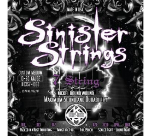 KERLY KQXS7-1060 Sinister 7 Strings Nickel Plated Steel Tempered струны для 7-струнной электрогитары
