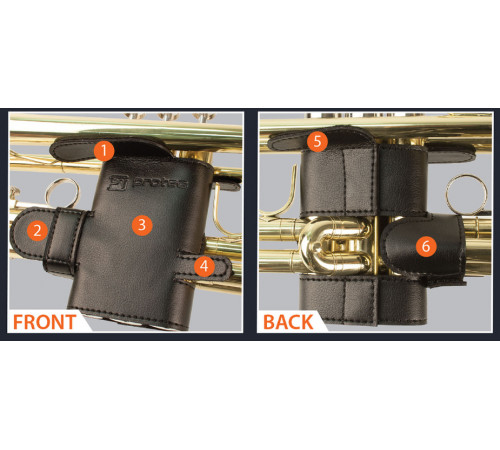 Protec Trumpet 6-Point Leather Valve Guard L226SP Защитная накладка на помпы трубы с 6-ти точечной защитой, натуральная кожа, чёрный 
