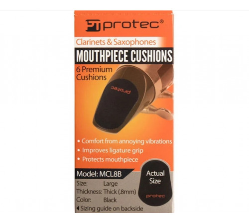 Наклейки для мундштуков  большие ,8 мм, Protec MCL8B LARGE MOUTHPIECE CUSHIONS, .8MM, QTY 6