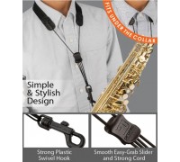 22-дюймовый нейлоновый гайтан для саксофона с пластиковой поворотной защелкой черного цвета Protec -  NA310P SAXOPHONE STANDARD NECK STRAP-22" REGULAR W/ PLASTIC SNAP