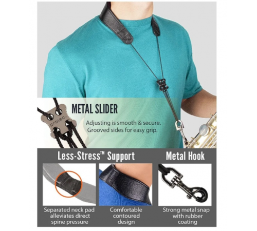 Protec L310M 22-дюймовый гайтан для саксофона с металлической застежкой, черный Protec L310M SAX LEATHER NECK STRAP-22" REGULAR W/ METAL SNAP