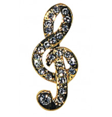 GEWA PINS Treble Cleff значок скрипичный ключ, позолоченный, с имитацией драгоценных камней
