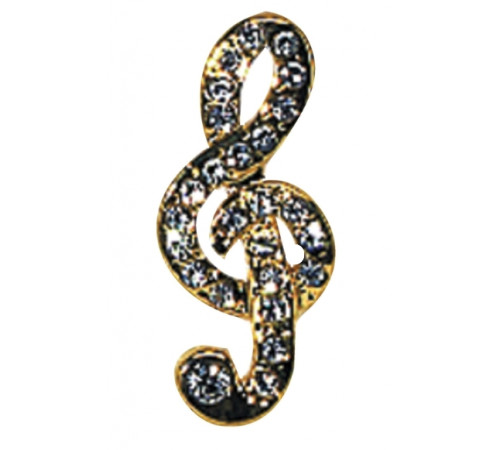 GEWA PINS Treble Cleff значок скрипичный ключ, позолоченный, с имитацией драгоценных камней