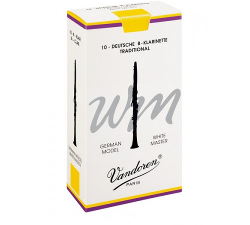 "Vandoren CR-1625T (№ 2-1/2) Трости для кларнета с немецкой системой Bb, серия WHITE MASTER Traditional"